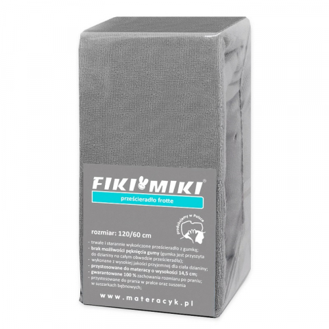 Fiki Miki - Cearsaf cu elastic din frotir Gri 120/60 cm