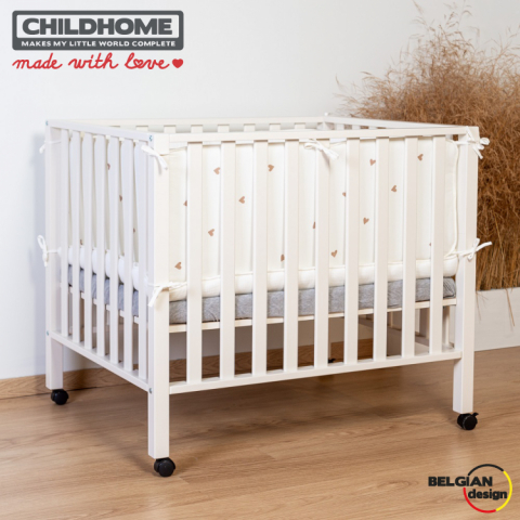 Protectie patut Childhome 35x340 cm Jerse/Muselina, Inimioare [3]