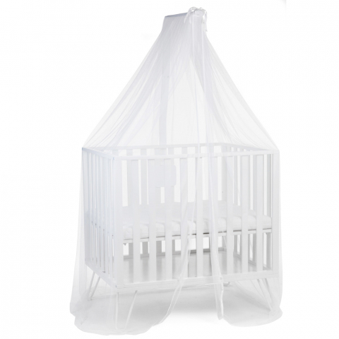 Suport baldachin Childhome cu plasa de tantari, Fag Alb [2]