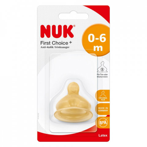 Nuk - Tetina Nuk First Choice Plus Latex S1, 0-6 luni