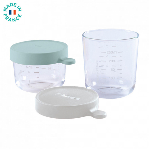 Beaba - Set 2 recipiente sticla 150/250ml - Verde