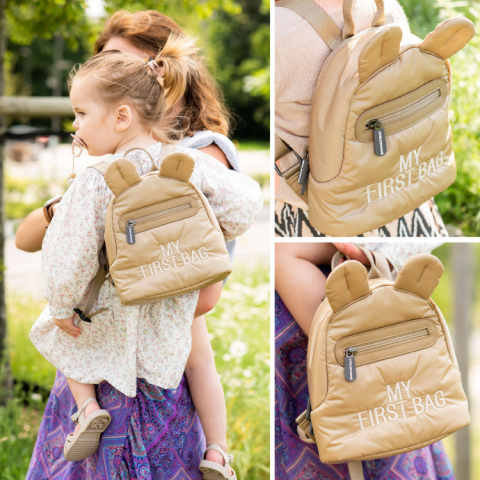 Rucsac pentru copii matlasat Childhome My First Bag Bej [5]