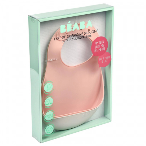 Set 2 Bavete silicon Beaba Old Pink/Light Grey [4]