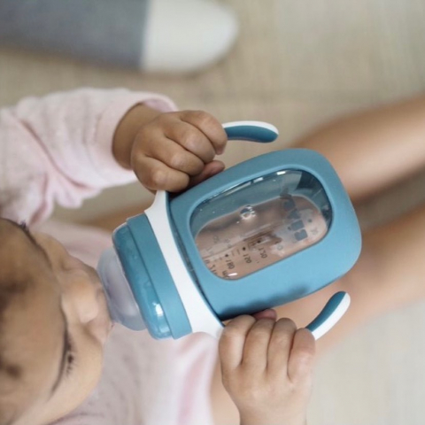 Biberon de invatare 2 in 1 din Sticla Beaba 210 ml Windy Blue [4]