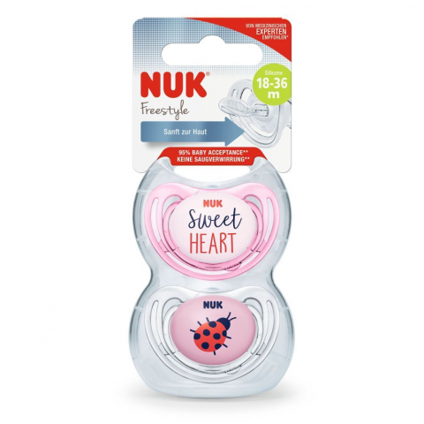 Nuk Suzeta Freestyle Silicon M3 Rose 18-36  luni 2 Bucati Set [1]