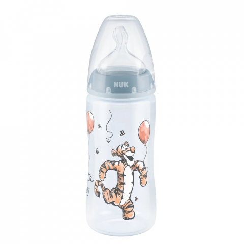 Nuk - Biberon Nuk First Choice PP 300 ml Control Temperatura Tetina Silicon M 0-6 luni Disney Tigger Bleu