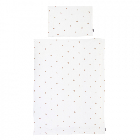 Lenjerii patut 140 x 70 cm - Husa pilota si fata de perna Childhome Jerse Muselina 100x140 cm, Inimioare