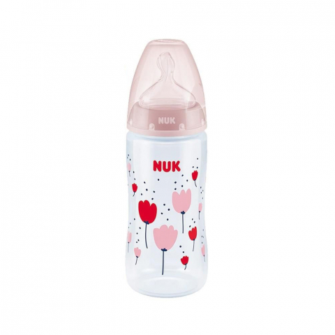 Nuk - Biberon Nuk First Choice Plus Control Temperatura 300 ml Tetina Silicon M 0-6 luni Roz