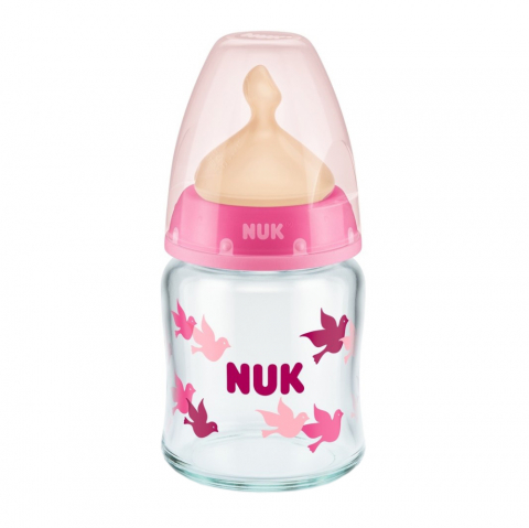 Nuk - Biberon Nuk First Choice Sticla 120 ml Control Temperatura Tetina Latex M 0-6 luni Roz