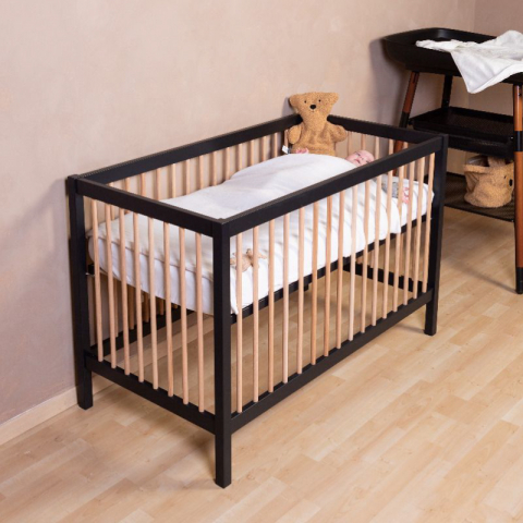 Patut Childhome Cot 97 Fag 60x120 cm, Natural/Negru [3]