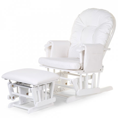 Mobilier si decoratiuni - Fotoliu balansoar pentru alaptat Childhome cu suport pentru picioare, piele ecologica, Alb