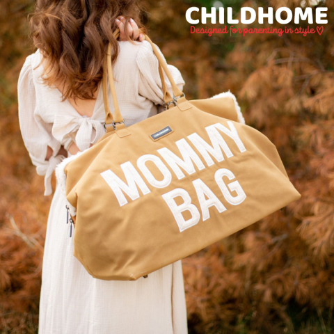 Geanta de infasat Childhome Mommy Bag, aspect piele intoarsa Bej [5]