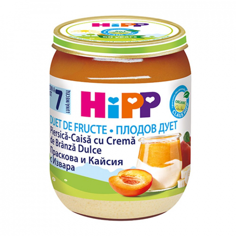 HiPP - Piure HiPP Fruit-Duet piersica, caisa si crema de branza 160g