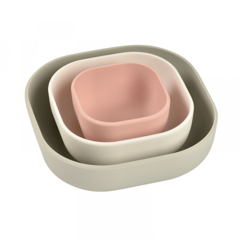 FARFURII SI BOLURI PENTRU BEBELUȘI - Set 3 boluri din silicon Beaba Velvet Grey