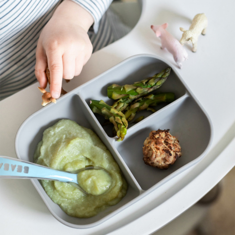 Set de masa silicon Beaba 2 piese - Gri [2]