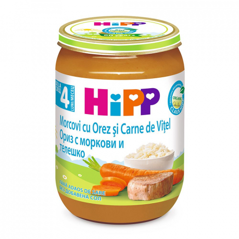 HiPP - Meniu HiPP vitel cu orez si morcov 190g