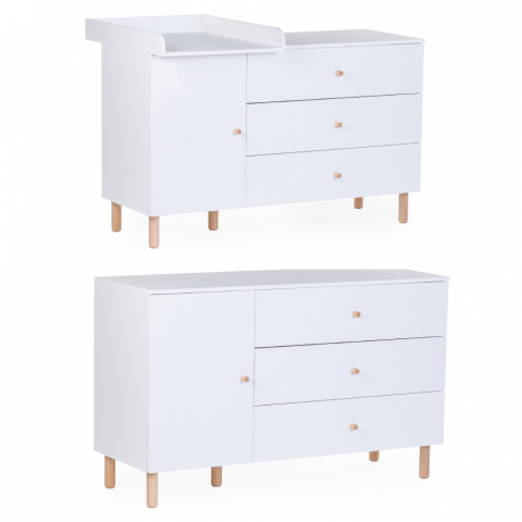 Comoda Childhome Wonder White 137x75x93 cm cu masa de infasat [2]