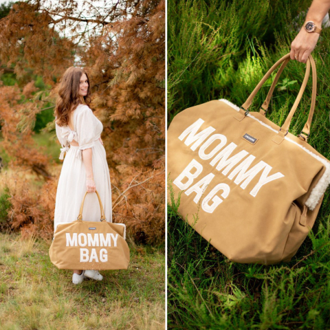 Geanta de infasat Childhome Mommy Bag, aspect piele intoarsa Bej [4]
