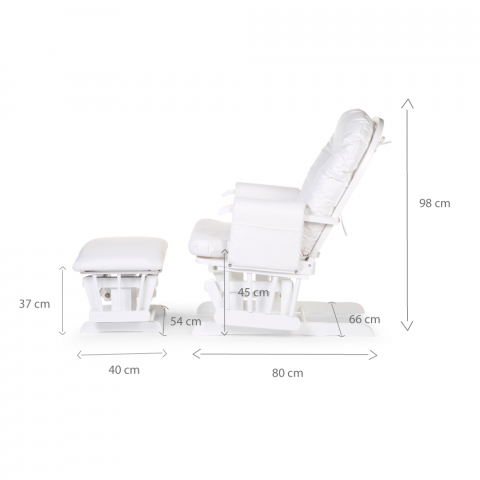 Fotoliu balansoar pentru alaptat Childhome cu suport pentru picioare, piele ecologica, Alb [4]