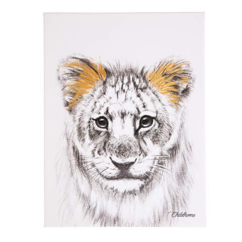 Childhome - Pictura in ulei Childhome 30x40 cm, Leu cu detalii aurii