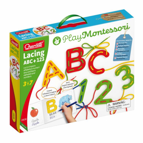JUCARII & JOCURI - Joc cu sireturi Montessori ABC+123