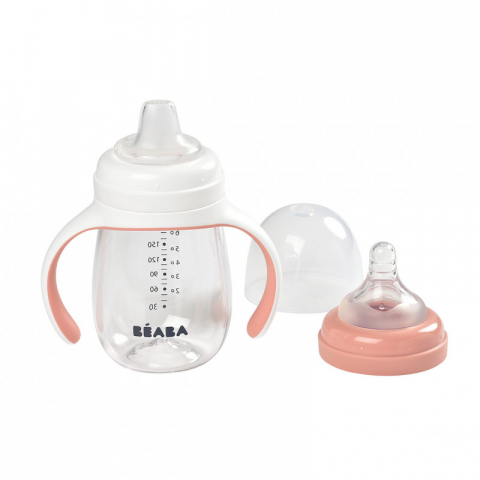 Biberon de invatare 2 in 1 din Tritan Beaba 210 ml Old Pink [1]