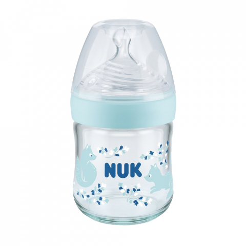 Nuk - Biberon Nuk Nature Sense Sticla 120 ml Control Temperatura Tetina Silicon S 0-6 luni Turcoaz