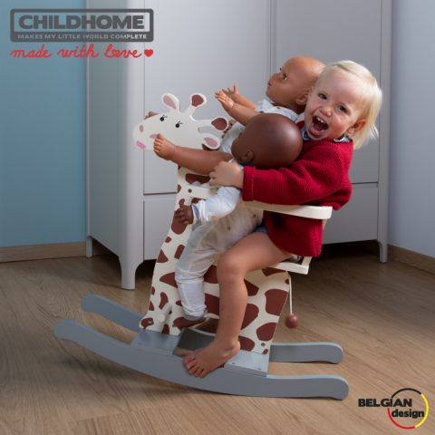 Balansoar Childhome Girafa 12-30 luni, MDF Ecru/Gri [3]