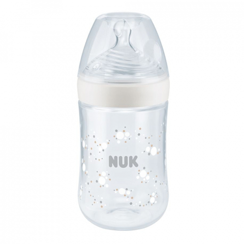 Nuk - Biberon Nuk Nature Sense PP 260 ml Control Temperatura Tetina Silicon M 6-18 luni Alb