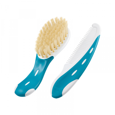 BAIE & ESENȚIALE - Set Nuk perie par natural si piepten Bleu