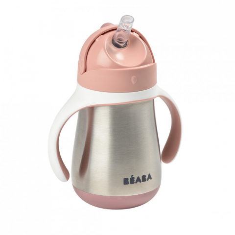 Cana cu pai din inox Beaba 250 ml Old Pink [1]