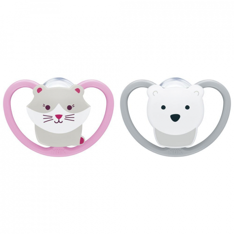 Nuk - Suzeta Nuk Space Silicon M1 Rose 0-6 luni 2 Bucati Set