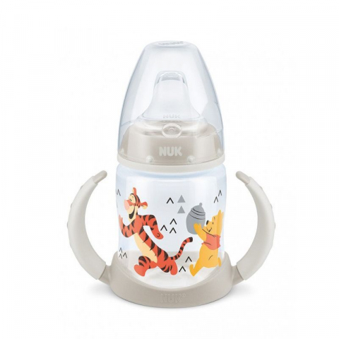 Nuk - Biberon Nuk First Choice 150ml Cu Toarte Si Adaptor Din Silicon Disney Gri 6 luni+