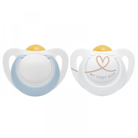 Nuk - Suzeta Nuk Star Latex 0-6 luni Bleu, Set 2 Bucati