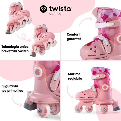 Role ajustabile Yvolution Twista Skates marime 23-28 Pink [3]