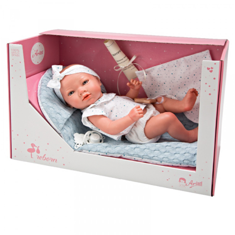 Papusa Reborn bebelus realist Arias Claudio 38 cm White/Blue [5]