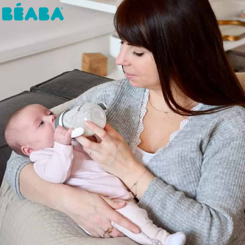 Biberon de invatare 2 in 1 din Tritan Beaba 210 ml Mineral Grey [4]