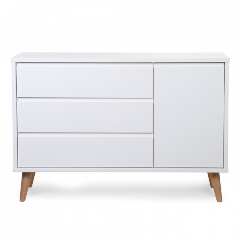 Comoda Childhome Retro Rio 133x50x90 cm cu masa de infasat, MDF Alb [1]