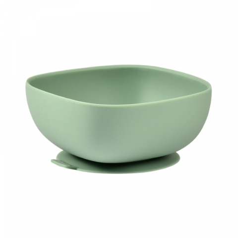 FARFURII SI BOLURI PENTRU BEBELUȘI - Bol silicon cu ventuza Beaba Sage Green
