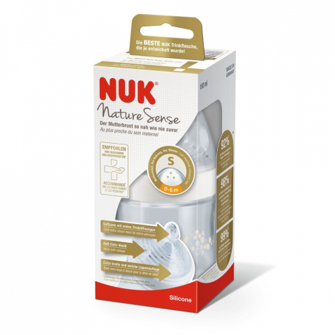 Nuk - Biberon Nuk Nature Sense 150 Ml Tetina Silicon Orificiu S 0-6 luni