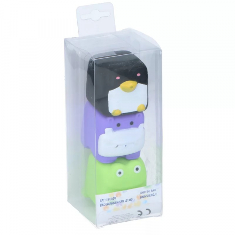 Eddy Toys - Set 3 jucarii de baie Eddy Toys, Pinguin, Hipopotam, Broscuta