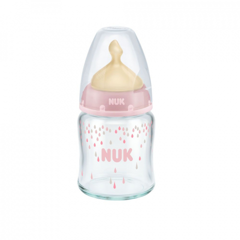 Nuk - Biberon Nuk First Choice Plus Sticla 120 Ml Tetina Latex M 0-6 luni Roz