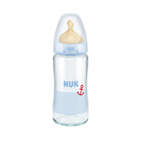 Nuk - Biberon Nuk First Choice Plus Sticla 240 Ml Tetina Latex M 0-6 luni Bleu