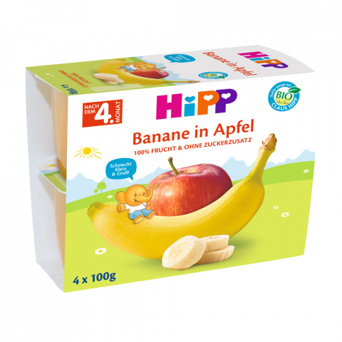 HiPP - Gustare Hipp cu fructe - mere si banane 4x100 gr