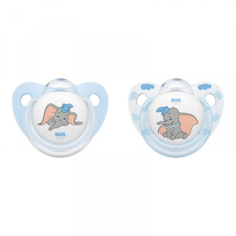 Nuk - Suzeta Nuk Disney Dumbo Silicon M3 Bleu 18-36 luni, Set 2 Bucati
