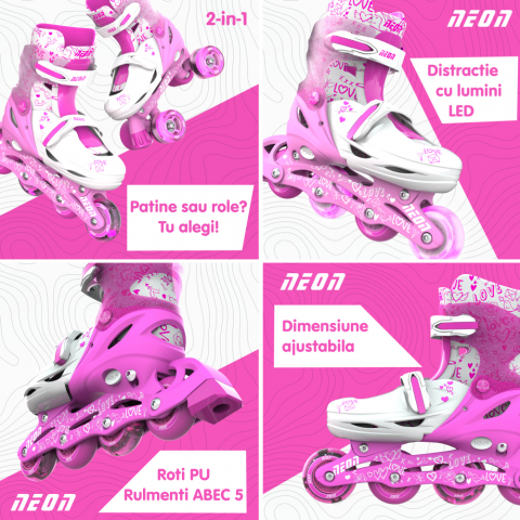 Role 2 in 1 Neon Combo Skates marime 34-37 Pink [3]