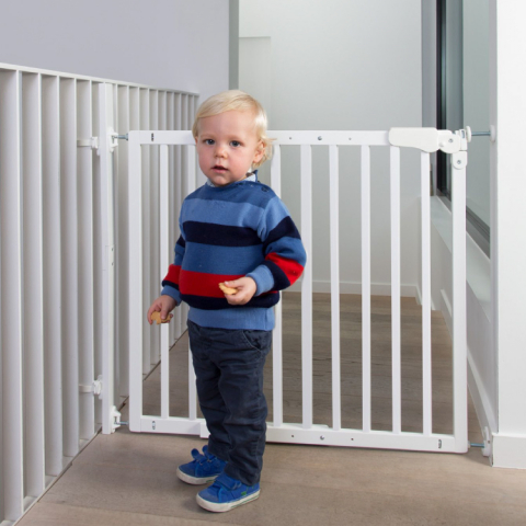 Poarta de siguranta lemn Childhome Maestro 73.5-104 cm Alb [2]