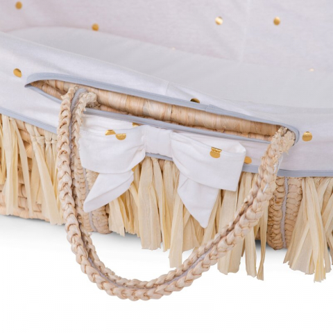 Cos bebe Childhome Moise din coji de porumb+rafie cu saltea, Husa Jerse Buline [1]