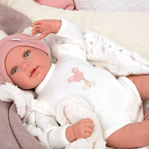 Papusa Reborn bebelus realist care respira, Arias Ona 45 cm White/Pink [3]