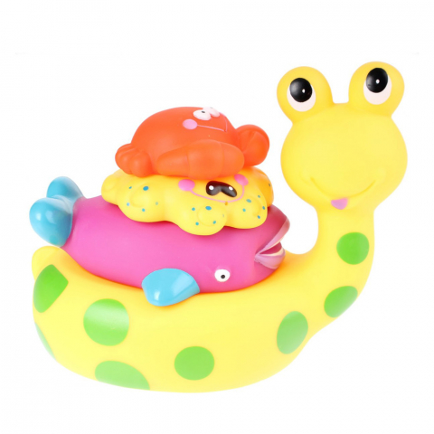 Jucarie de baie Melc cu 3 Animale Marine Eddy Toys Galben [1]